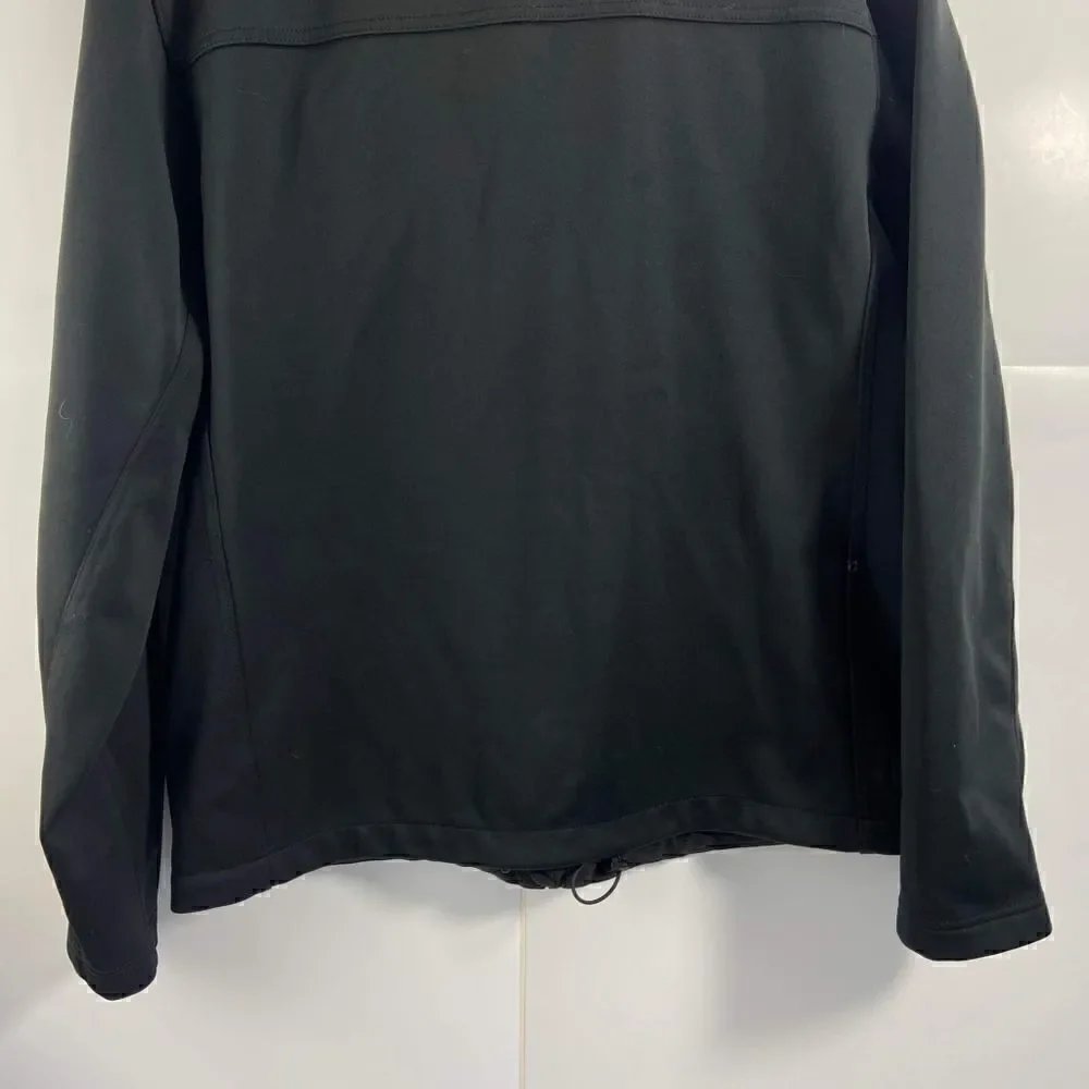 The North Face men's large windwall Soft-shell  Jacket Black Full Zip logo EUC